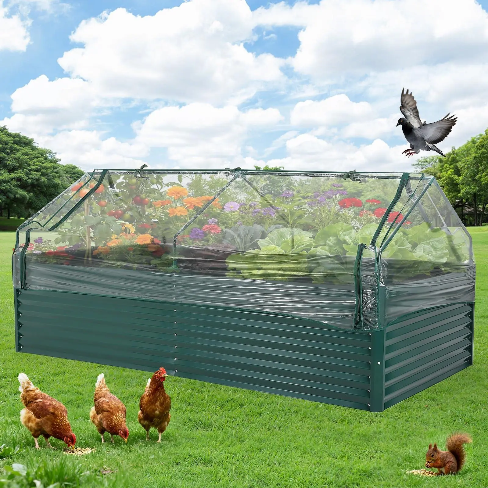 Galvanized Raised Garden Bed Kit Large Durable Planter Raised Beds 8'x4'x2' for Vegetables Outdoor Metal Garden Raised Beds with Reinforced Design, Optimal Drainage & Easy Assembly