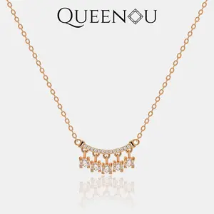 【895】Arc Geometry Cluster Synthetic Moissanite Necklace  gift