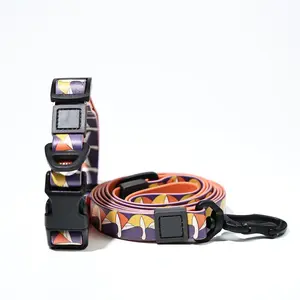 Unique Pattern Waterproof PVC Dog Leash and Collar Set for Small to Large Dogs - Trendy and Durable Pet Accessories