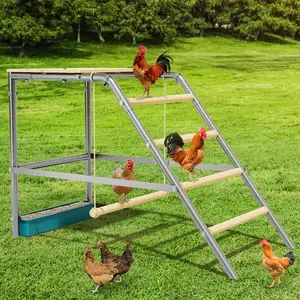[ FLASH SALE ] Garvee Chicken Perch with Swing, Sturdy Chicken Roosting Bars with Food Box for Backyard Farm, Chicken Perch for Coop, 37.4"L x 18.9"W x 28"H