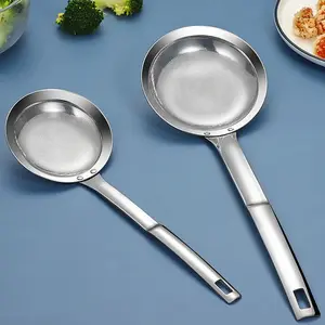 Filter Scoop Stainless Steel Fat Skimmer Spoon Fine Mesh Strainer Food Strainer With Handle Kitchen Oil Skimmer Strainer FU Utensils Vegetable Colander Kitchenware