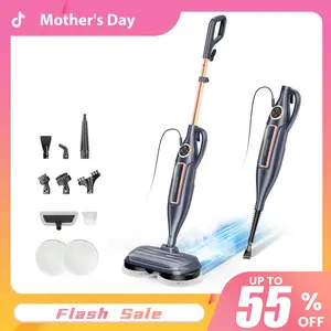 [Mothersday]DEVOAC VM6 Electric Rotating Steam Mop & Household Steam Cleaner, 10-in-1 Steam Mop, 3 Adjustable Steam Levels,Floors Clean, Kitchen, Tiles, Walls, Cabinets, Gaps; Fast Heat-Up, Removes Grease and Grime, Multi-Purpose Cleaning Tool