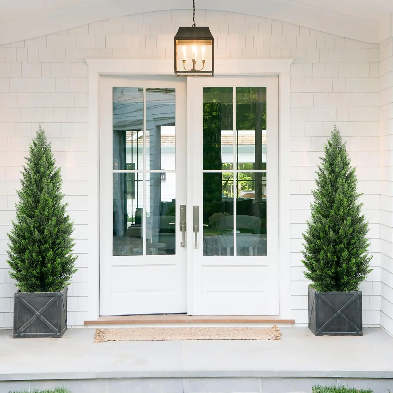 3/4/5FT Tall Artificial Cedar Tree, Simulation Bush Plant, Realistic Fake Pine Tree for Home Office Living Room Porch Patio Decoration Home Decor Silk Ornaments Decorative Fruit