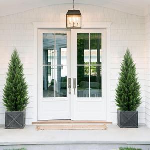 2/3/4/5FT Tall Artificial Cedar Tree, Simulation Bush Plant, Realistic Fake Pine Tree for Home Office Living Room Porch Patio Decoration Home Decor Silk Ornaments Decorative Fruit