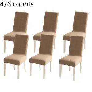 Classic Stretch Fiber Jacquard Dining Chair Cover, Elastic Strap Slipcover, Pet Friendly, Detachable, All Seasons, Chair Covers Set