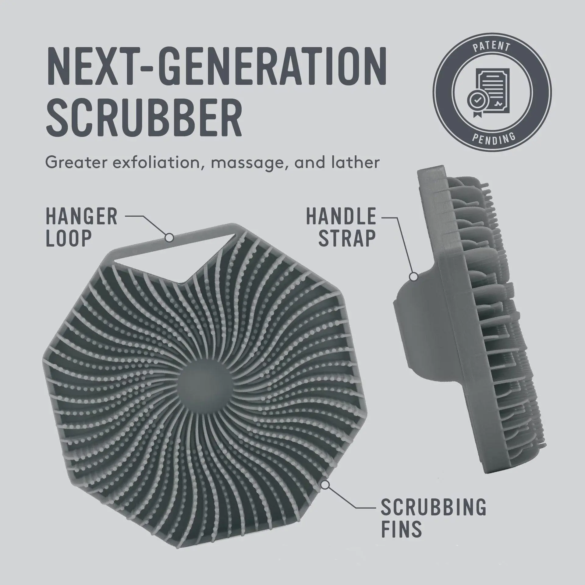 Exfoliating Silicone Body Scrubber with Ergonomic Handle, Portable Shower Massage Tool for All Skin Types, Accessories