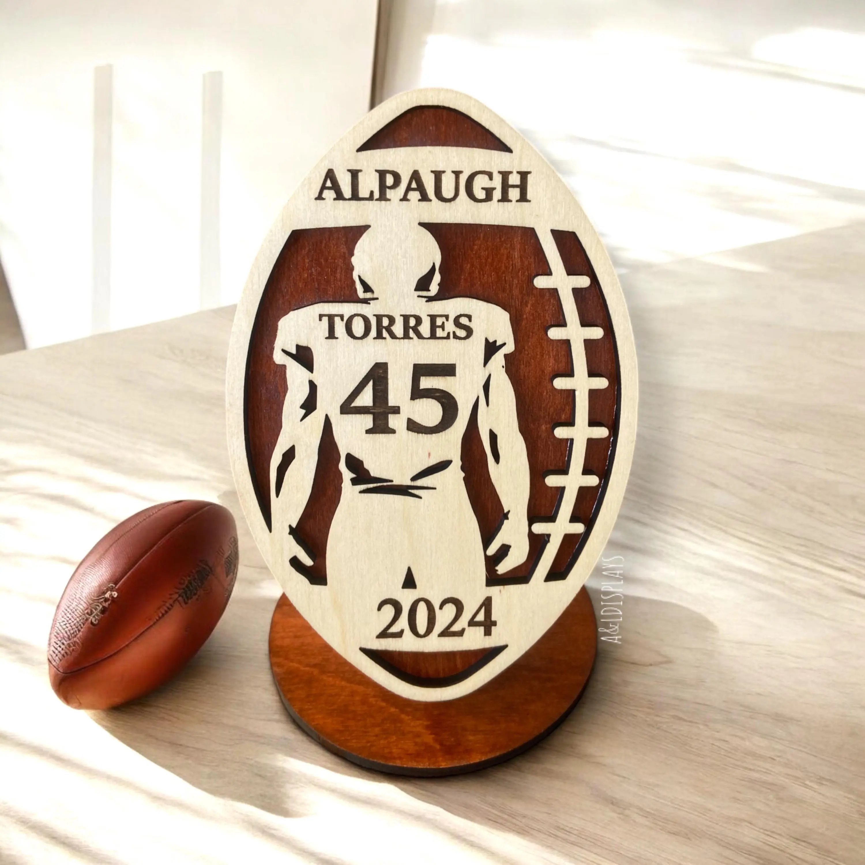 Personalized Football Player Memorial Plaque Personalized Wood Engraving Gift