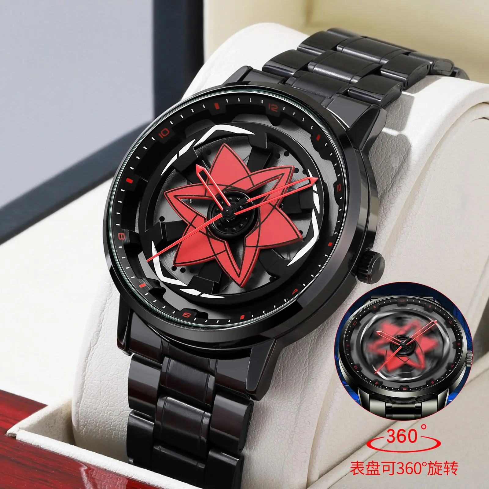 Automotive Inspired Skeleton Watch | Spinning Wheel Mechanism with Open-Heart Dial | Versatile for Office, Night Out & Creative Spaces | Perfect Present for Engineers & Designers