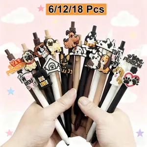 12/18Pcs ballpoint pens featuring funny adorable dog designs, black ink, retractable pens, ideal for dog lovers, veterinary technicians, students and office supplies, Christmas gift, Ballpoint Pen Set