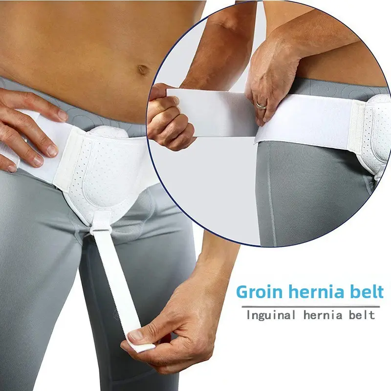 Unisex Cotton Compression Waist Hernia Belt - Adjustable Protective Gear for Inguinal Support, Small Intestine Gas Relief