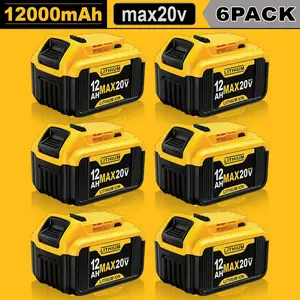 4 Pack 12.0Ah Lithium-ion Replacement for Dewalt 20V Battery 12000mAh  MAX DCB200 DCD/DCF/DCG/DCS High Capacity Long Lasting for Portable Devices 20V 12AH power tool Ied indicator Batteries Pack