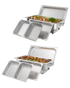 2 Pack Electric Chafing Dish Buffet Set, 9QT Food Servers and Warmers Stainless Steel with 1 Full-Size Pan &2 Half-Size Pan with Temperature Display