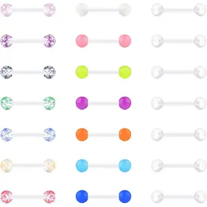 14G Plastic Tongue Rings Plastic Nipple Rings for  Clear Tongue Ring Nipple Piercings Glow in Dark Flexible  Straight Barbell  Retainer for Work  12/14/16/18MM