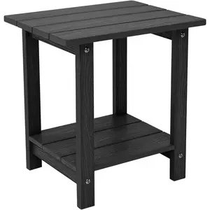 Outdoor Side Table, Weather Resistant Double Small Adirondack Side Table, Outdoor Indoor End Table for Chair, 17" Patio Table for Pool, Deck and Porch, Black (Item2, Black)