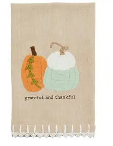 Triple Pumpkin Crochet Trim Towel