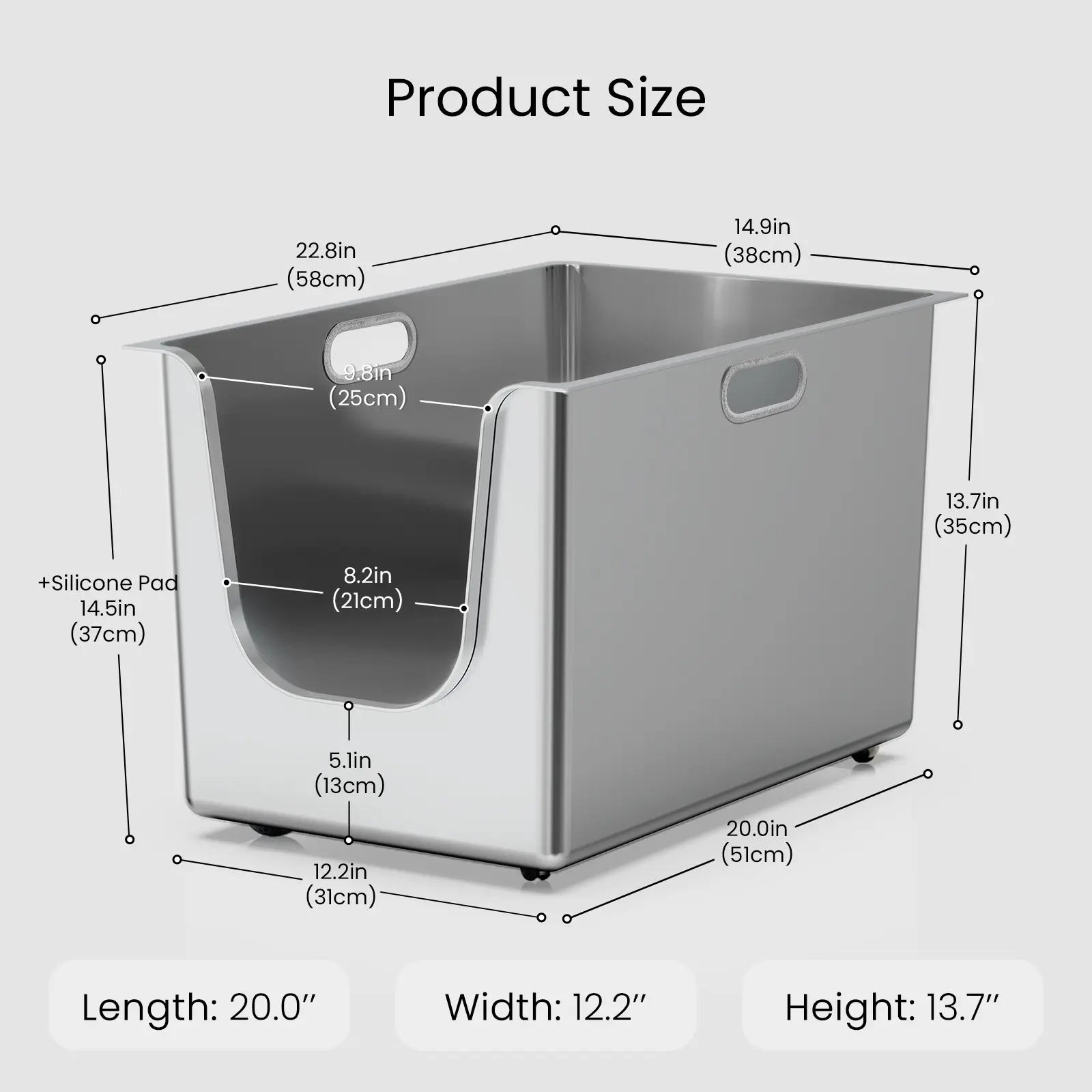 Narrow--rimmed - 20.0 x 12.2 x 13.7 inches