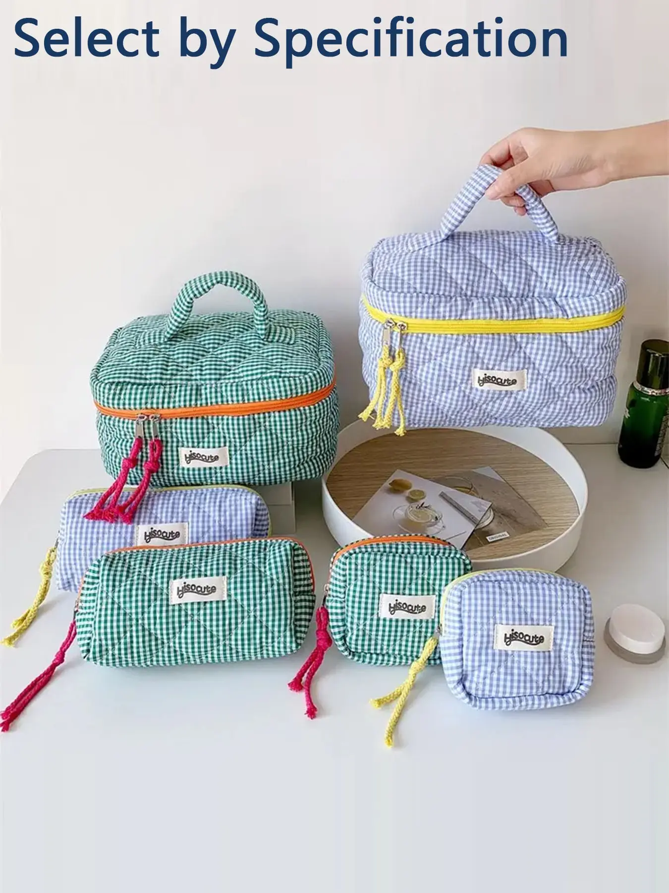 Striped Plaid Quilted Makeup Bag, Cosmetic Bags, Women's Daily Use, Toiletries Organizer, Portable Travel Essentials, All-Seasons Style
