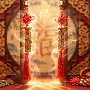 Five Emperor Coins Tassel Amulet, Improve Home Feng Shui Energy, Attract Wealth and Ward Off Evil Spirits