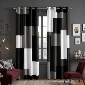 Tyrot 100% Blackout Window Curtains Set of 2 - Thermal Insulated, Noise Reducing, Modern Geometric All-Over Print Abstract Art Drapes for Bedroom, Living Room, Curtain for Windows