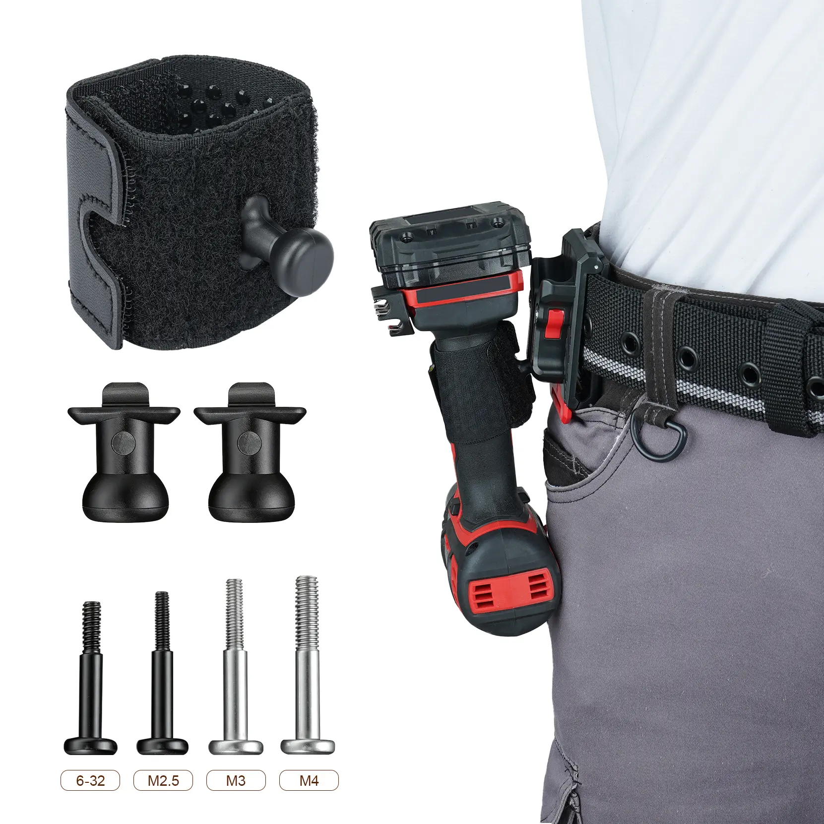 MELOTOUGH Belt Loop Tool Organizer with Quick-Release Buckle, Spider-Shaped Tool Holder, Electric Drill Belt Attachment for Electricians, Belt Tool Pouch, Construction Tool Organizer
