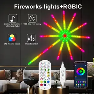 RGB Fireworks LED Strip Lights with Music Sync, App & Remote Control Smart Ambient Rope Lights for Bedroom, Gaming Room, Party, Christmas Decor