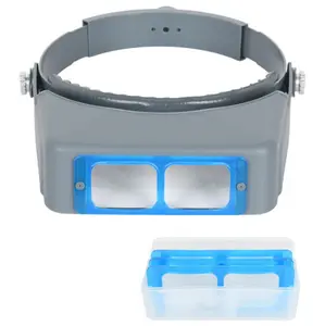 Headband Magnifier Visor with 4 Interchangeable Lenses - Hands-Free Binocular Magnifying Glass for Jewelry Making & Repairs