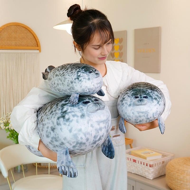 Cute Fat Seal Plush Toy with Baby, Soft Stuffed Animal Pillow, Perfect Gift for Kids and Adults, Comfortable Hugging Companion