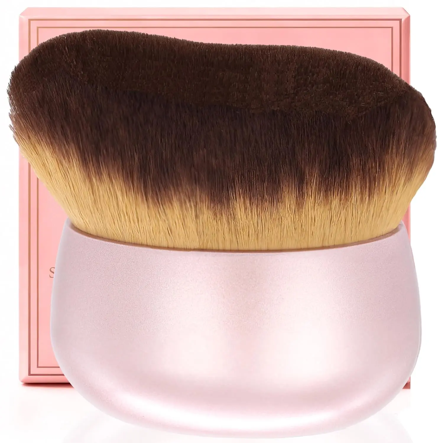 Makeup Brush For self tanner bath soak girl, Leg Makeup &Bronzer Blend,75 mm Wide-headed Kabuki Brush Provides More Even &Pretty Application, Oval Face&Back Makeup Brush, Wet&Dry Use- Pink Rose Gold