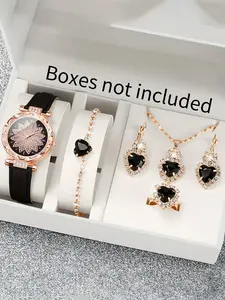 6-piece set of women's watches, fashionable, personalized, digital strap watch set, Jewelry Watch Set