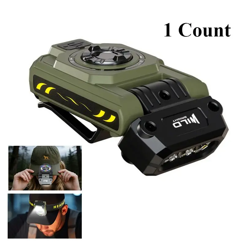 Smart Handwave Induction Magnetic Headlamp, Led Headlamp Rechargeable, Three Light Modes, 180° Adjustable Hat Clip, Night Fishing Mosquito Repellent, Outdoor Camping LED Lamp, Portable Outdoor Headlight