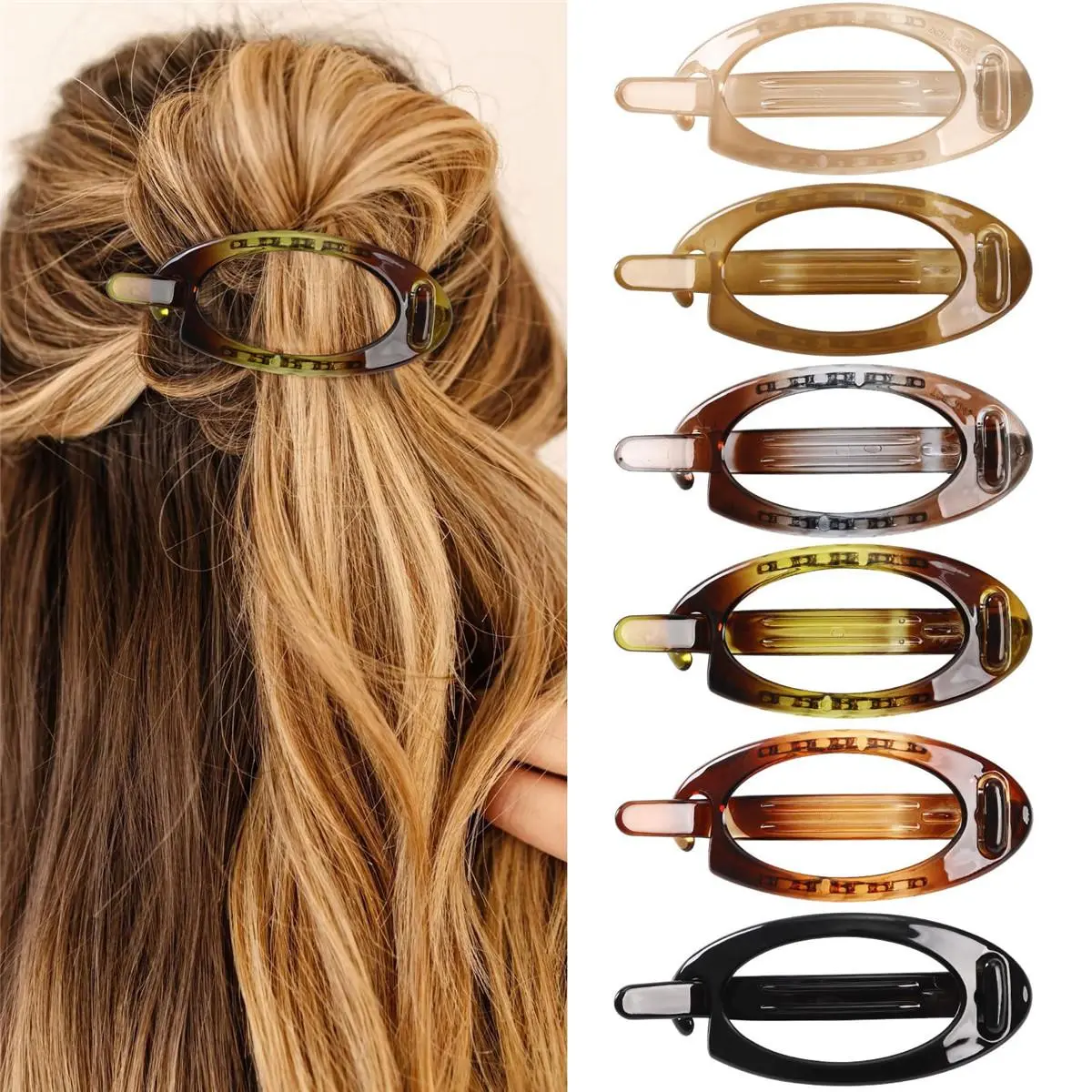 6Pcs/Set French Concord Hair Clips Claw Small 3.35 Inches Side Slid Flat Hair Clips for Strong Hold No Slip Grip Hair Claw Clips for Women Girls,summerwins