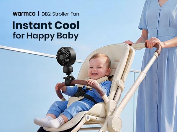 Warmco Portable Stroller Fan, 4000mAh Rechargeable Clip on Fan for Baby, Heavy Duty Clamp for Treadmill, Golf Cart & Peloton, 4 Speeds Quiet Personal Cooling Fan, 360° Rotatable with LED Display