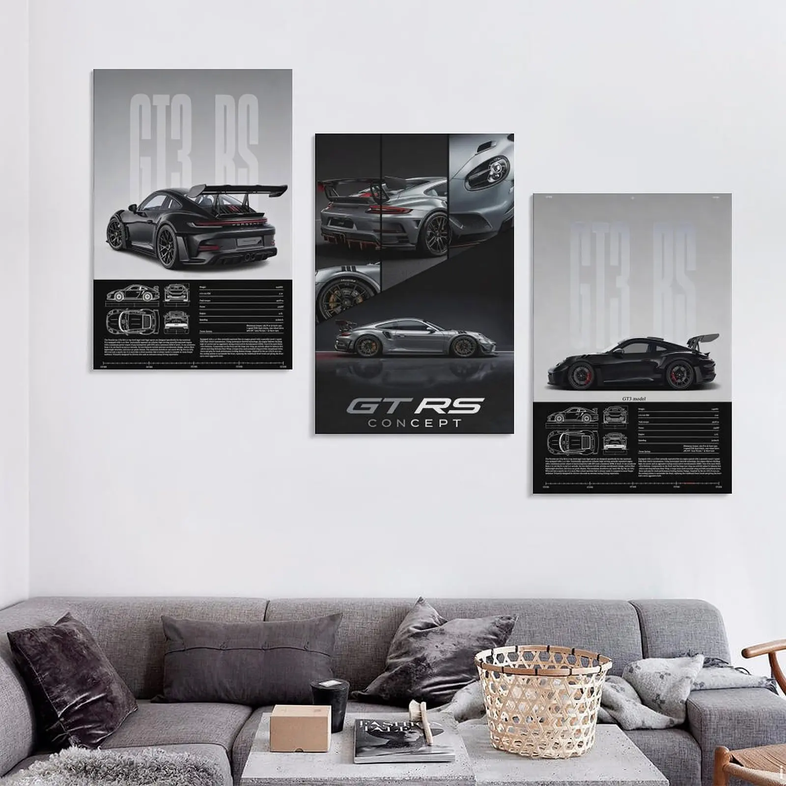 08*12inch High-Performance GT3 RS Model Specification Print - Artistic Frameless Hanging Wall Decor, Detailed Vehicle Diagrams, Concept Art for Automotive Enthusiasts, Home Supplies