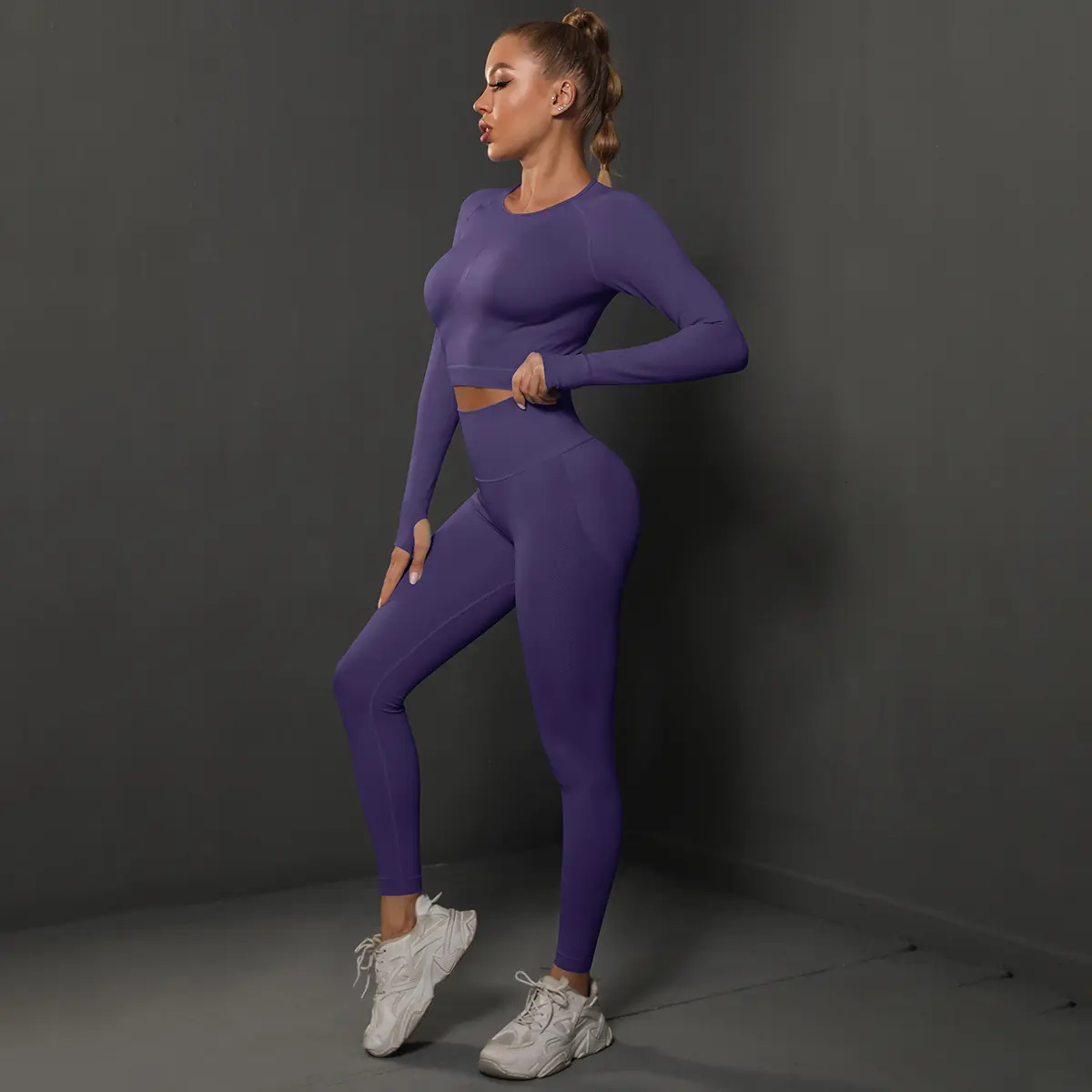 6600 Long Sleeve Pants Set   Deep Purple