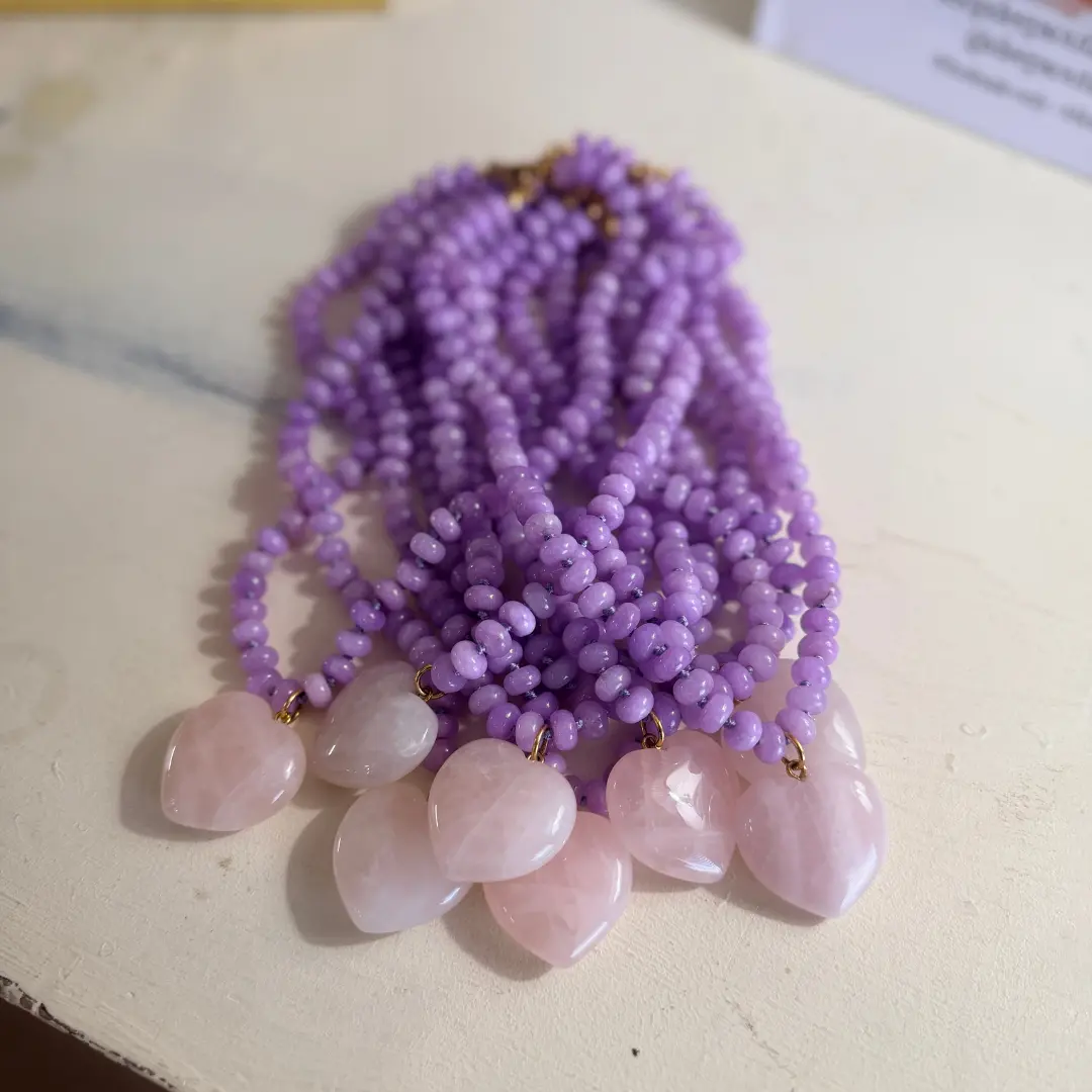 Lila Heart Beaded Necklace
