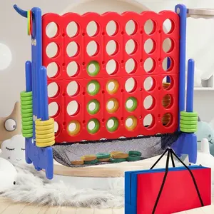 Giant 4 Row Game with Carrying Bag and Mesh Fabric .Giant 4-to-Score Game Set Suitable for Indoor and Outdoor Holiday Parties and Family Gatherings.（ Blue red）