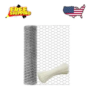 Chicken Wire 16'' x 396''(40cm x 10m), Outdoor Anti-Rust Hexagonal Galvanized Wire Mesh Fencing, 32 ft