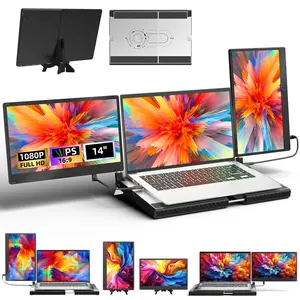 ️AOKER 14" Triple Laptop Screen Extender 1080P FHD IPS Portable Detachable Monitor for 12”-17.3“ Laptops Compatible with Windows Mac Chrome Surface