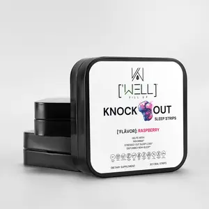 KNOCK OUT Sleep Strips by ['WELL] – Raspberry Flavor, 30 Fast-Dissolving Oral Strips for Deep Sleep & Relaxation, Gluten-Free, Vegan Friendly