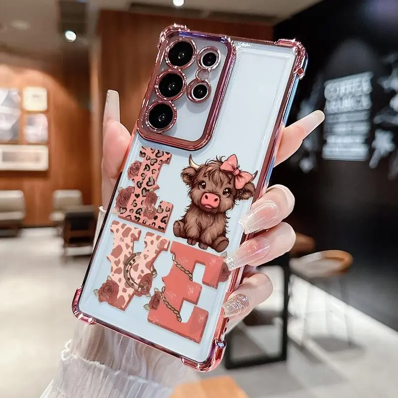Premium Matte Finish Smartphone Casing for Samsung S22 FE, S23 Ultra, S24 Plus, S25, S26 - Shockproof, Full Coverage, Nonslip, Durable Soft Protection for Handheld Devices, Cute Cow Love Girly Aesthetic Trendy Gift