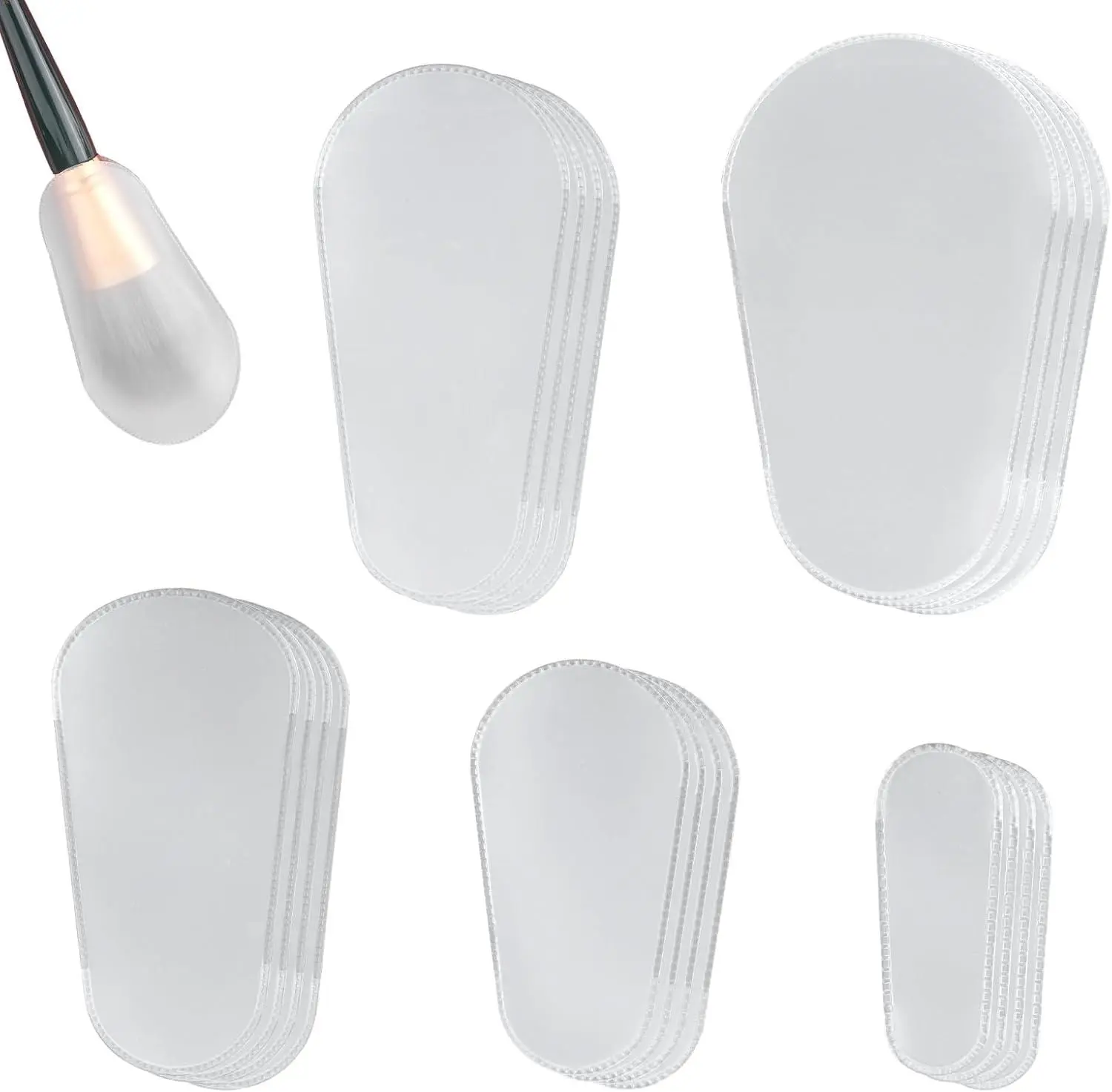 20PCS Clear Makeup Brush Covers - 5 Sizes Dustproof & Waterproof Protective Sleeves for Travel & Storage (Universal Fit)
