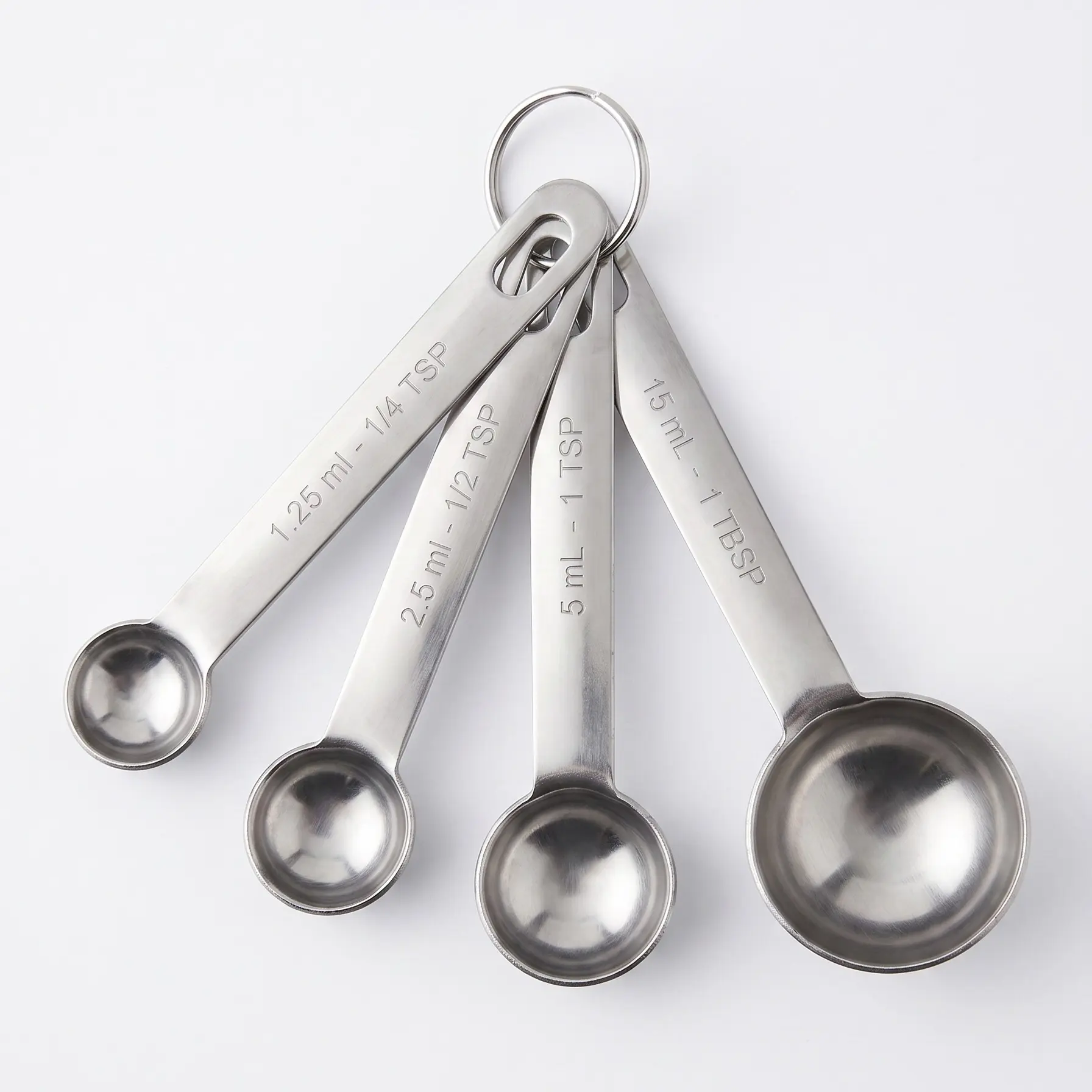 4pc Sturdy Stainless Steel Measuring Spoons Set - Heavy-Duty Metallic Kitchen Utensils with Detachable Design for Spice Measuring (Tablespoon, Teaspoon Included)