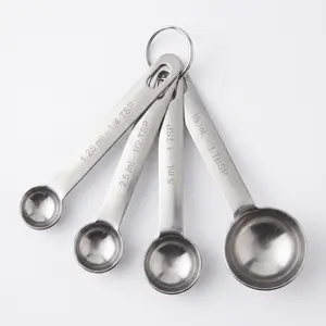 4pc Stainless Steel Measuring Spoons Set - Heavy Duty Metal Tablespoon Teaspoon