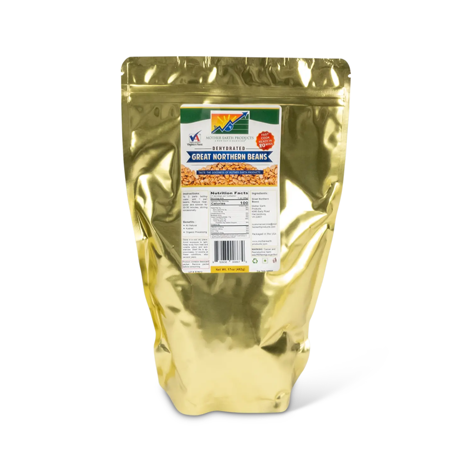 Instant Great Northern Beans - Quart Mylar