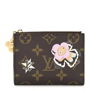 Pre-owned Louis Vuitton Monogram Coated Canvas Small Leather Goods Monogram Snow Show Lisa Wallet Azur Frost