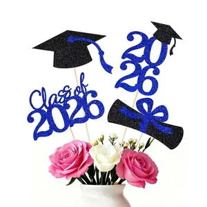 16-Piece Graduation Cake Decoration Set – Blue Class Of 2026 Theme, Grad Party Decoration Supplies, Cute Graduation Cake Toppers For 2026 Grad Celebrations, Ideal For Graduation Dessert Table Decor