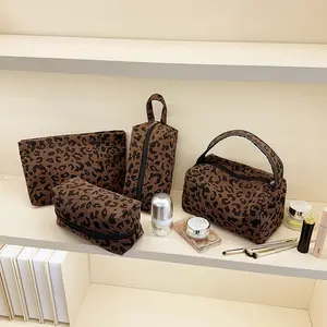 Leopard Print Cosmetic Bag, Large Capacity Storage, Multi-Functional Organizer for Skincare & Makeup Essentials, Stylish Design