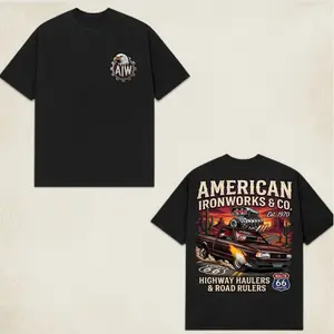 American Ironworks Highway Haulers T-Shirt – Vintage Truck Graphic Shirt, Blue Collar Workwear Shirt Men’s Tops
