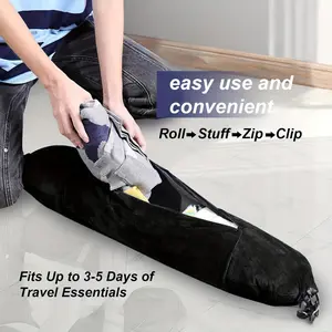 Travel neck pillow | U-shaped, adjustable, portable, soft plush fabric, polyester material, suitable for storing clothes for 3 days, ideal for short trips, business trips, airplanes, cars and camping.