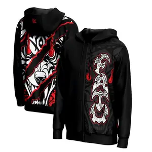 Jacob Fatu Claw Mark Black Zip Hoodie, WWE Wrestling Jacket, Wild Samoa Inspired Streetwear, Hardcore Energy Outfit, Bold Fan Gift